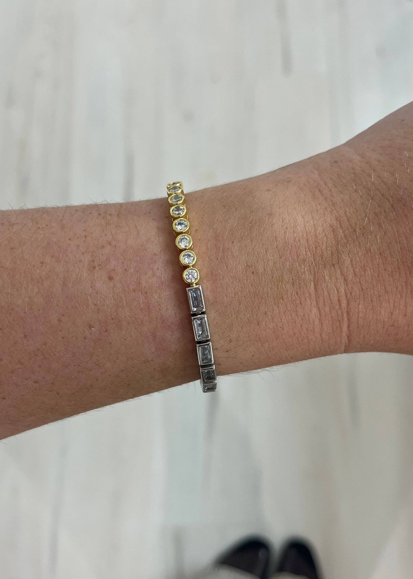 Spencer Two-Tone Bezel Tennis Bracelet