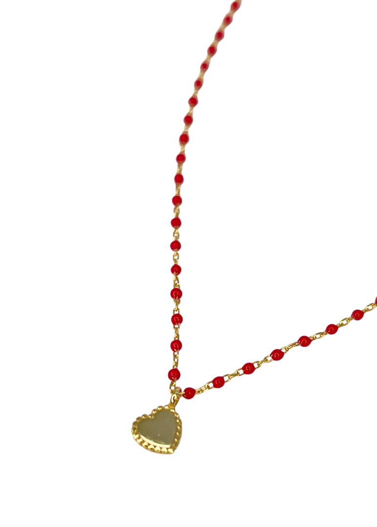 Elsa Mini Heart Necklace Red