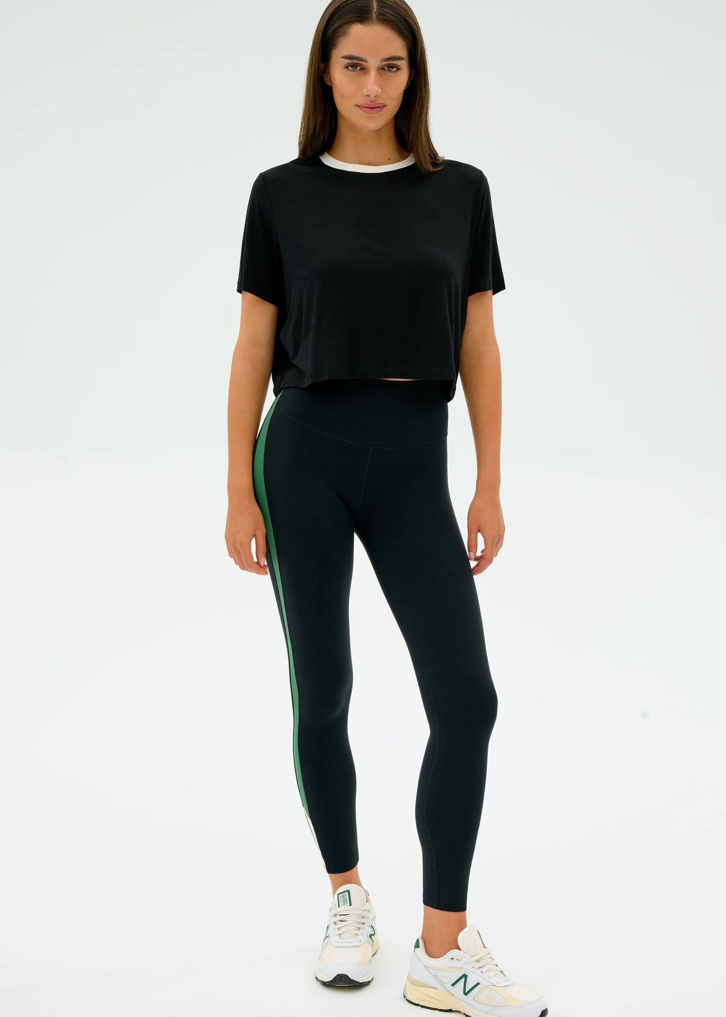 SPLITS59- DJUNA CROP RINGER- BLACK/WHITE