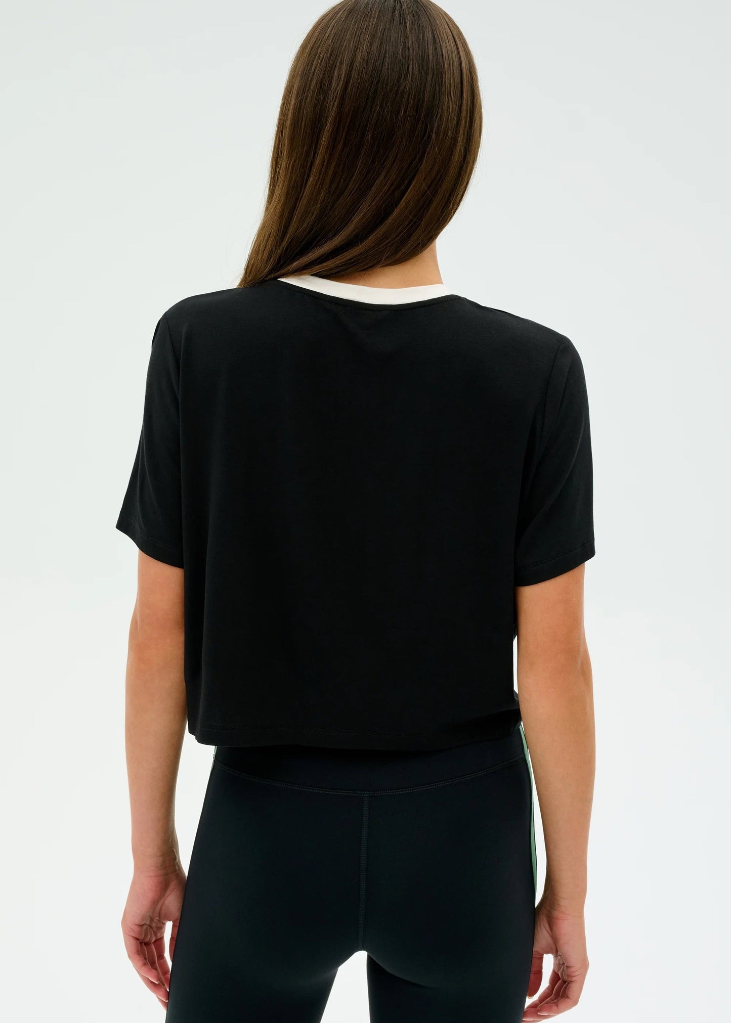 SPLITS59- DJUNA CROP RINGER- BLACK/WHITE