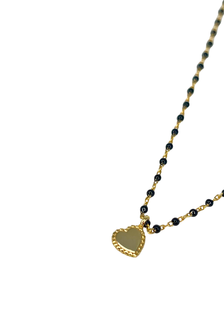 Elsa Mini Heart Necklace Black