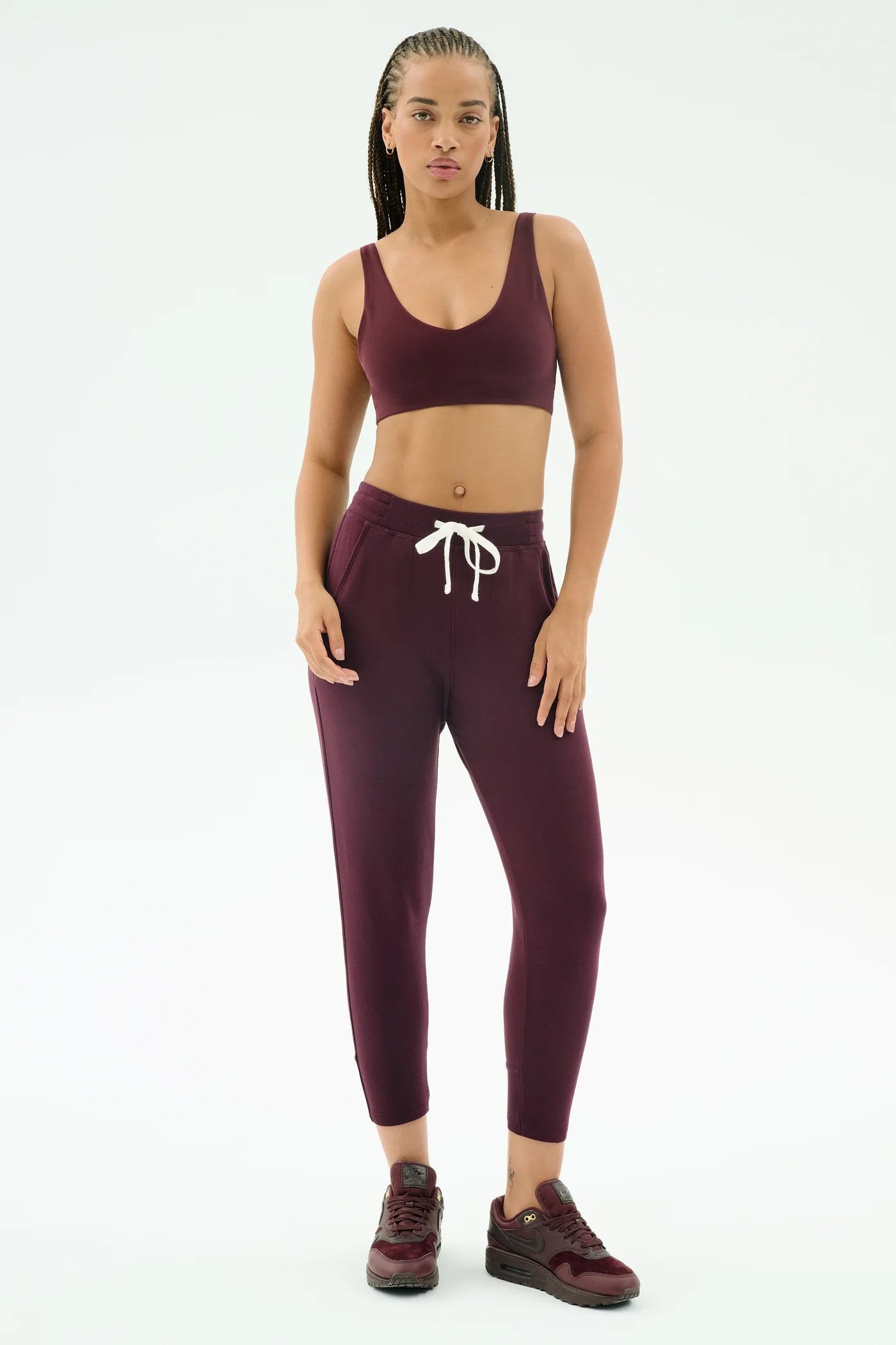 SPLITS59- REENA FLEECE 7/8 SWEATPANTS DARK CHERRY