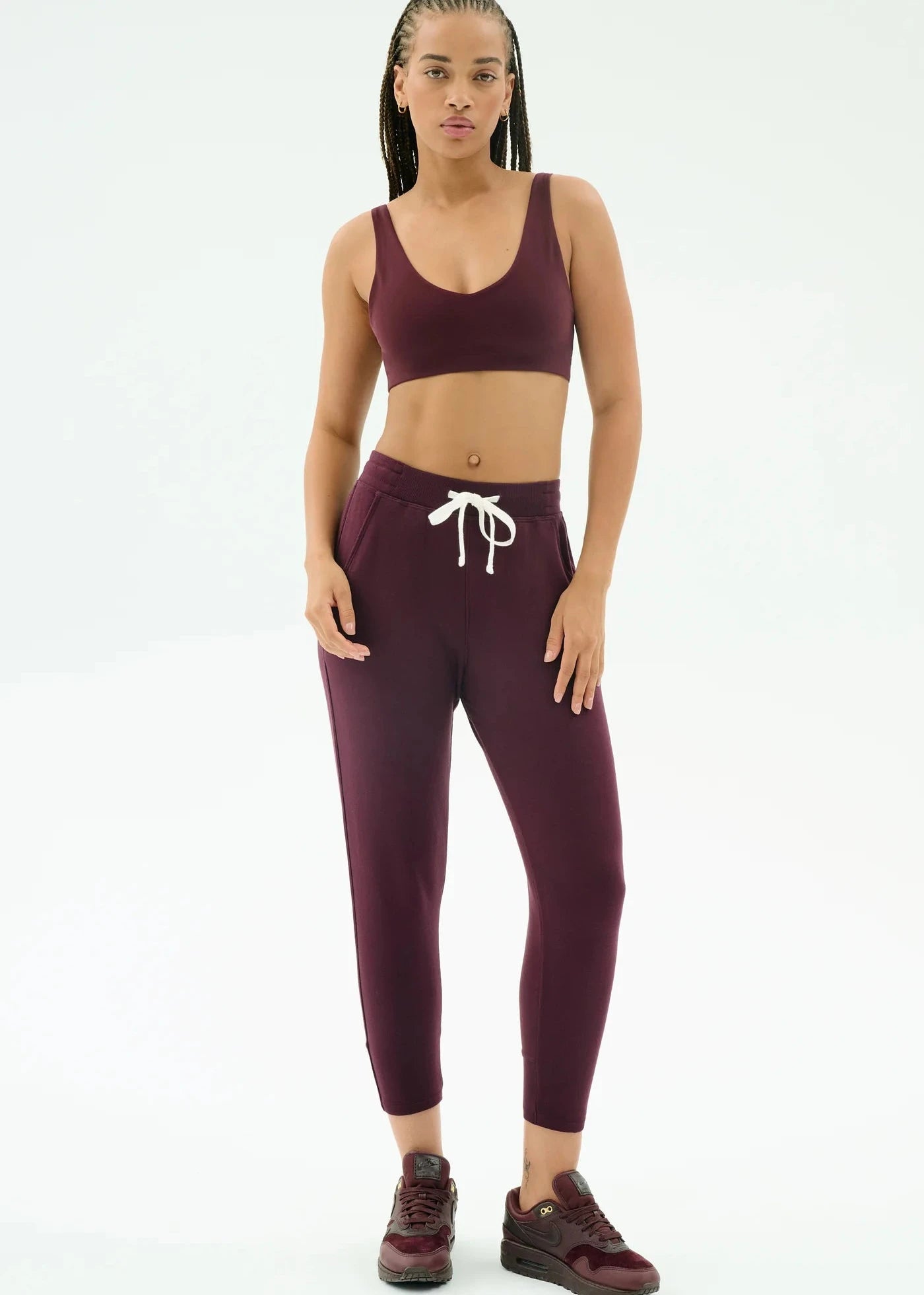 SPLITS59- REENA FLEECE 7/8 SWEATPANTS DARK CHERRY