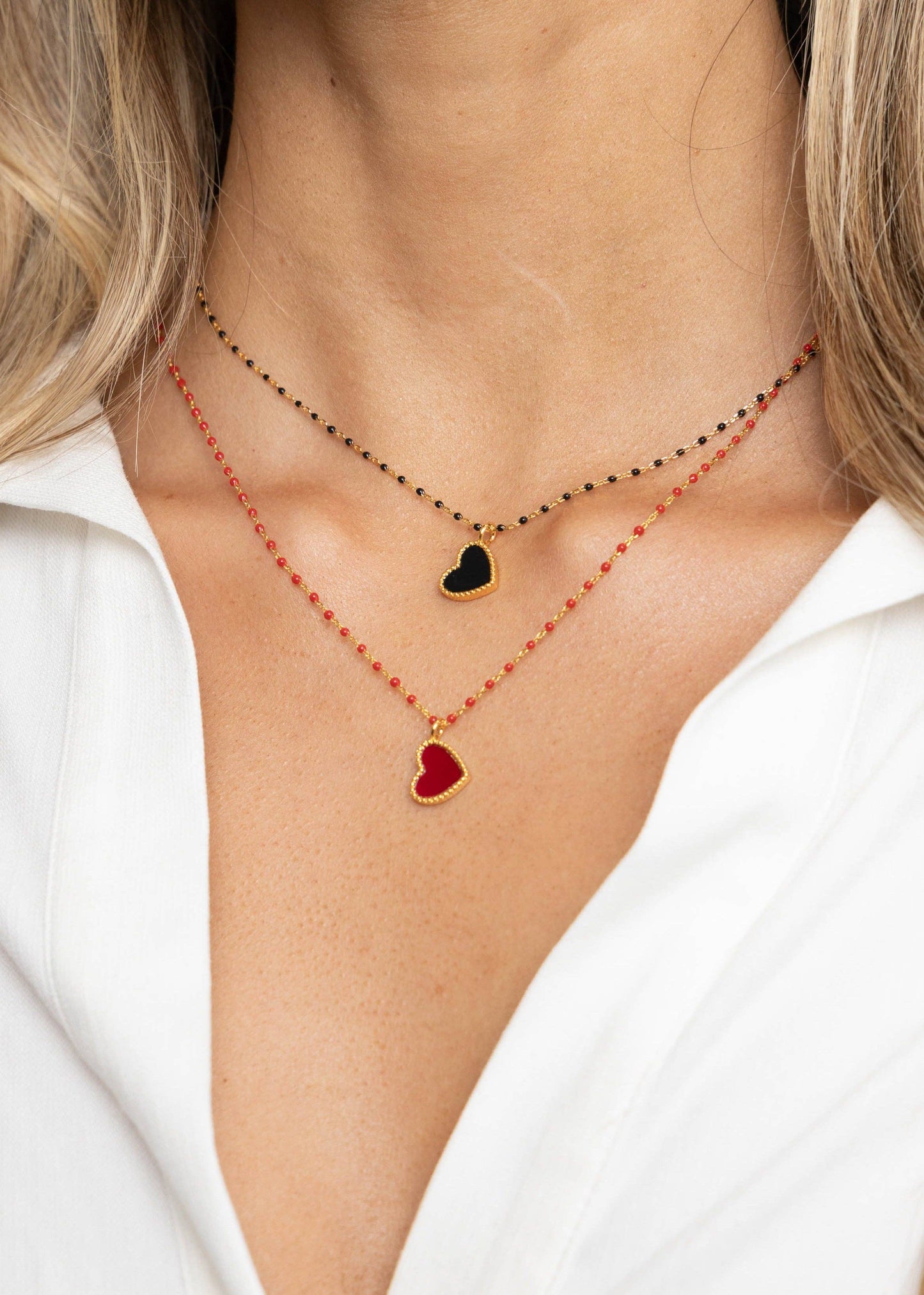 Paisley Heart Necklace Red