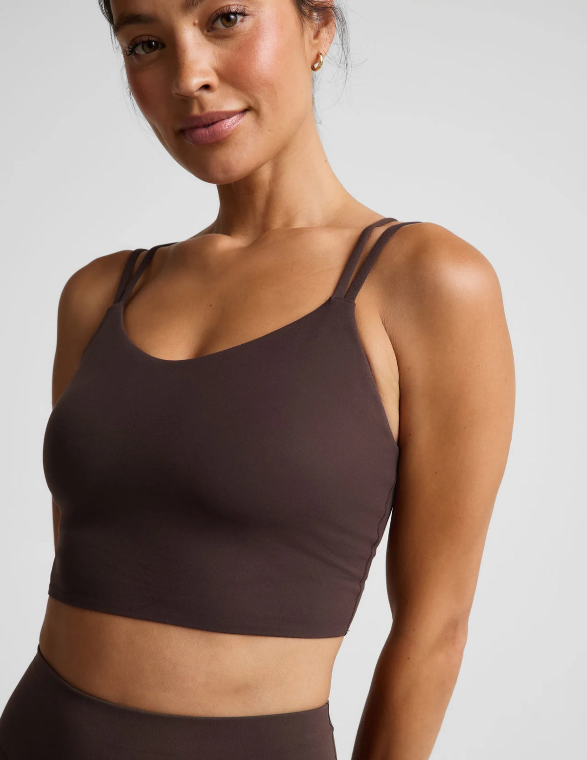BEYOND YOGA- GLOWZONE STRAPPY CROPPED TANK COCOA PLUM