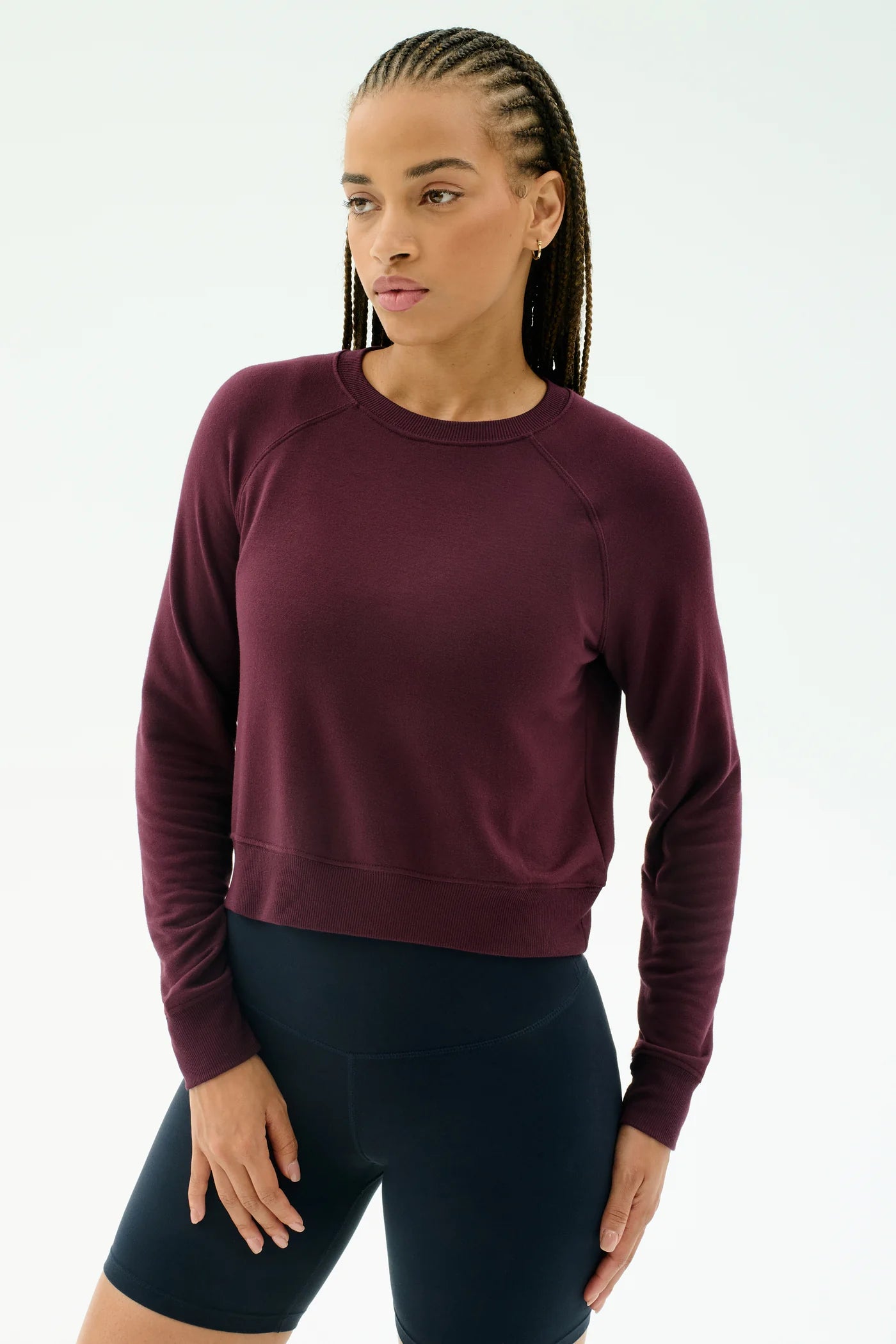 SPLITS59- BROOKS FLEECE LONG SLEEVE SWESTSHIRT DARK CHERRY