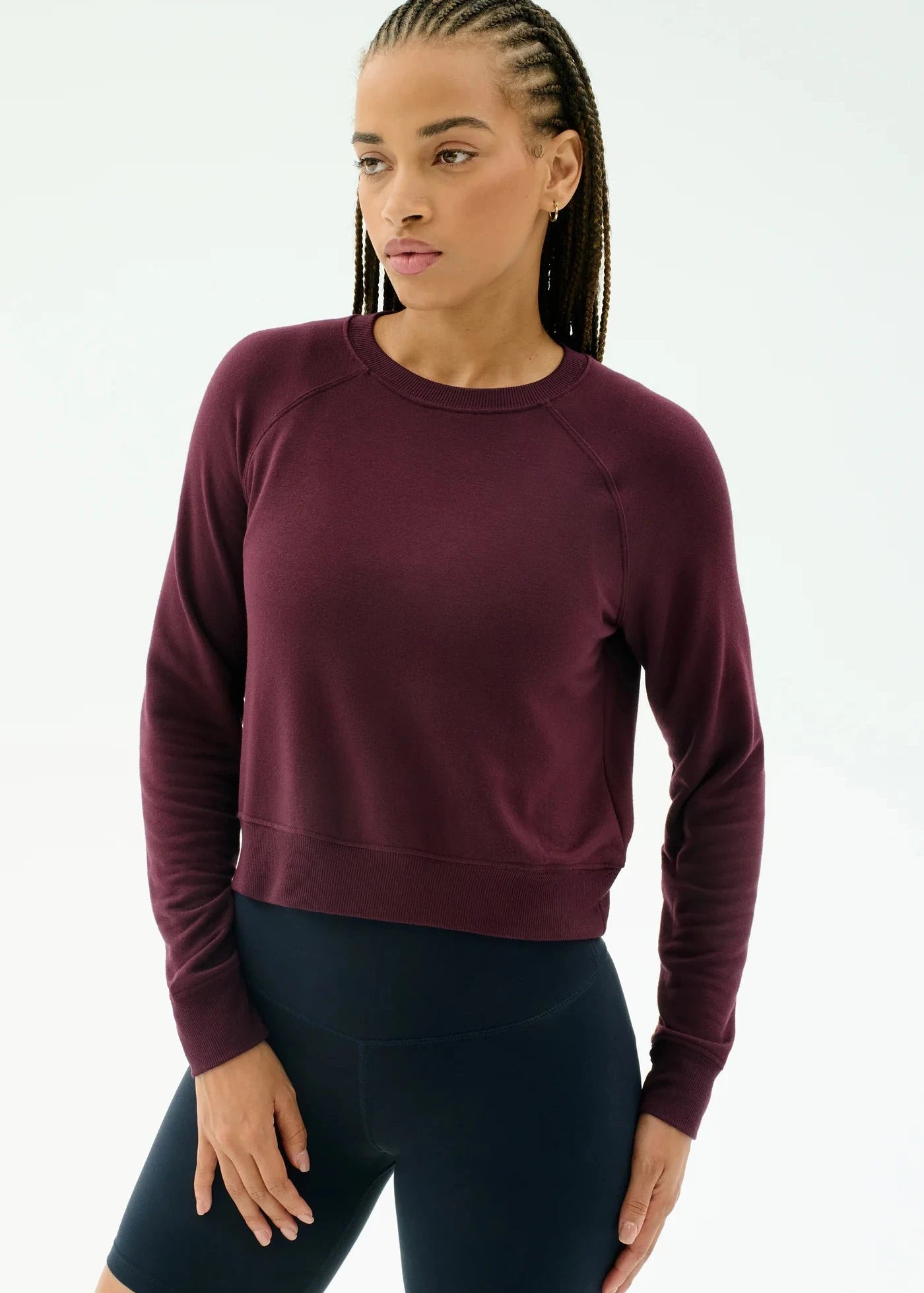 SPLITS59- BROOKS FLEECE LONG SLEEVE SWESTSHIRT DARK CHERRY