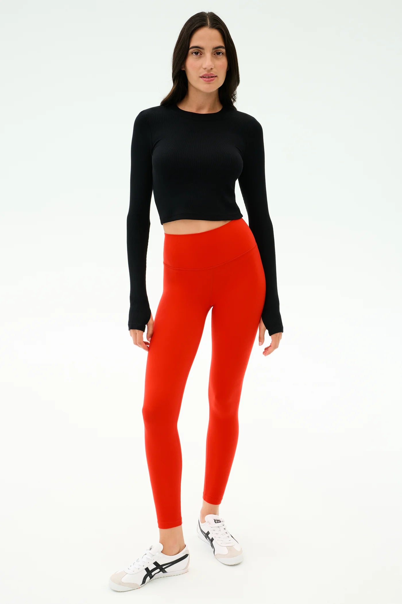SPLITS59- LOUISE RIB LONG SLEEVE CROP BLACK