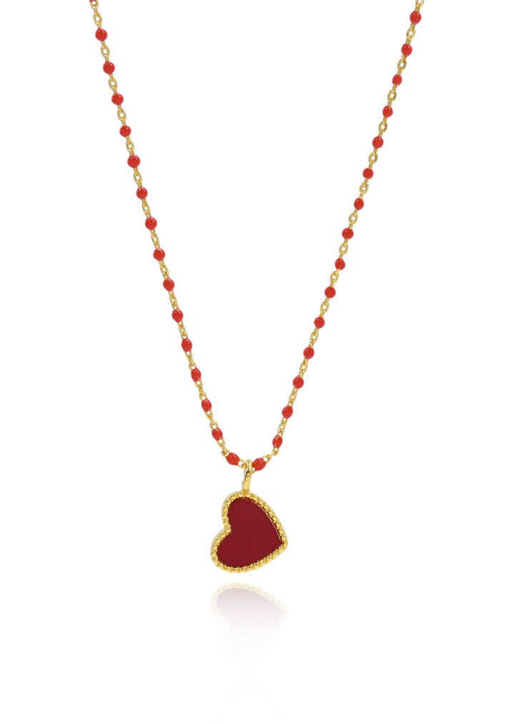 Paisley Heart Necklace Red