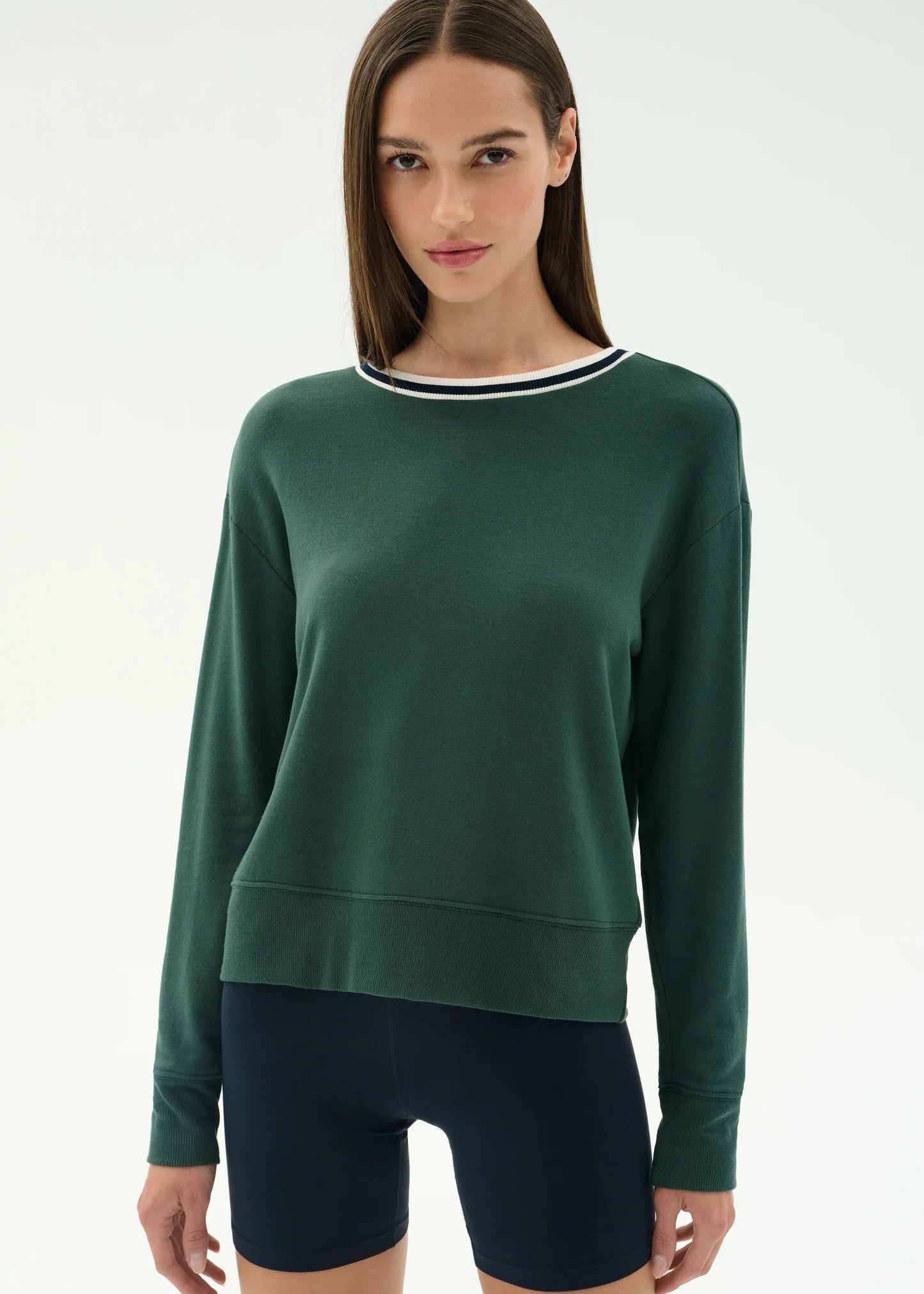 SPLITS59- SONJA FLEECE SWEATSHIRT W/ STRIPE
