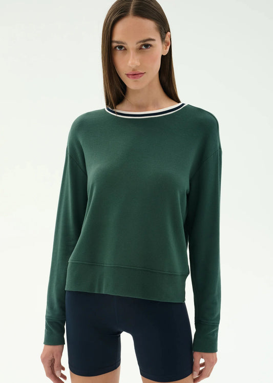 SPLITS59- SONJA FLEECE SWEATSHIRT W/ STRIPE