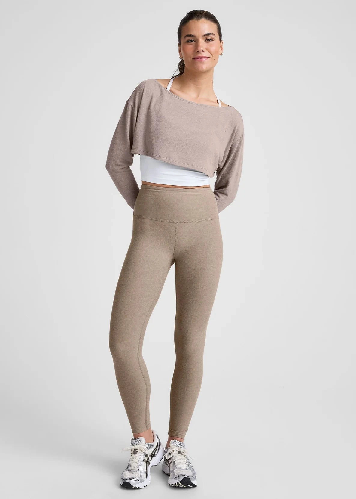 BEYOND YOGA- DUET 2-WAY CONVERTIBLE SHRUG OATMEAL