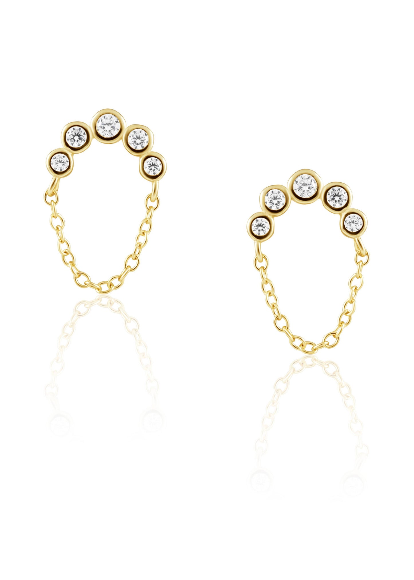Crescent Chain CZ Studs