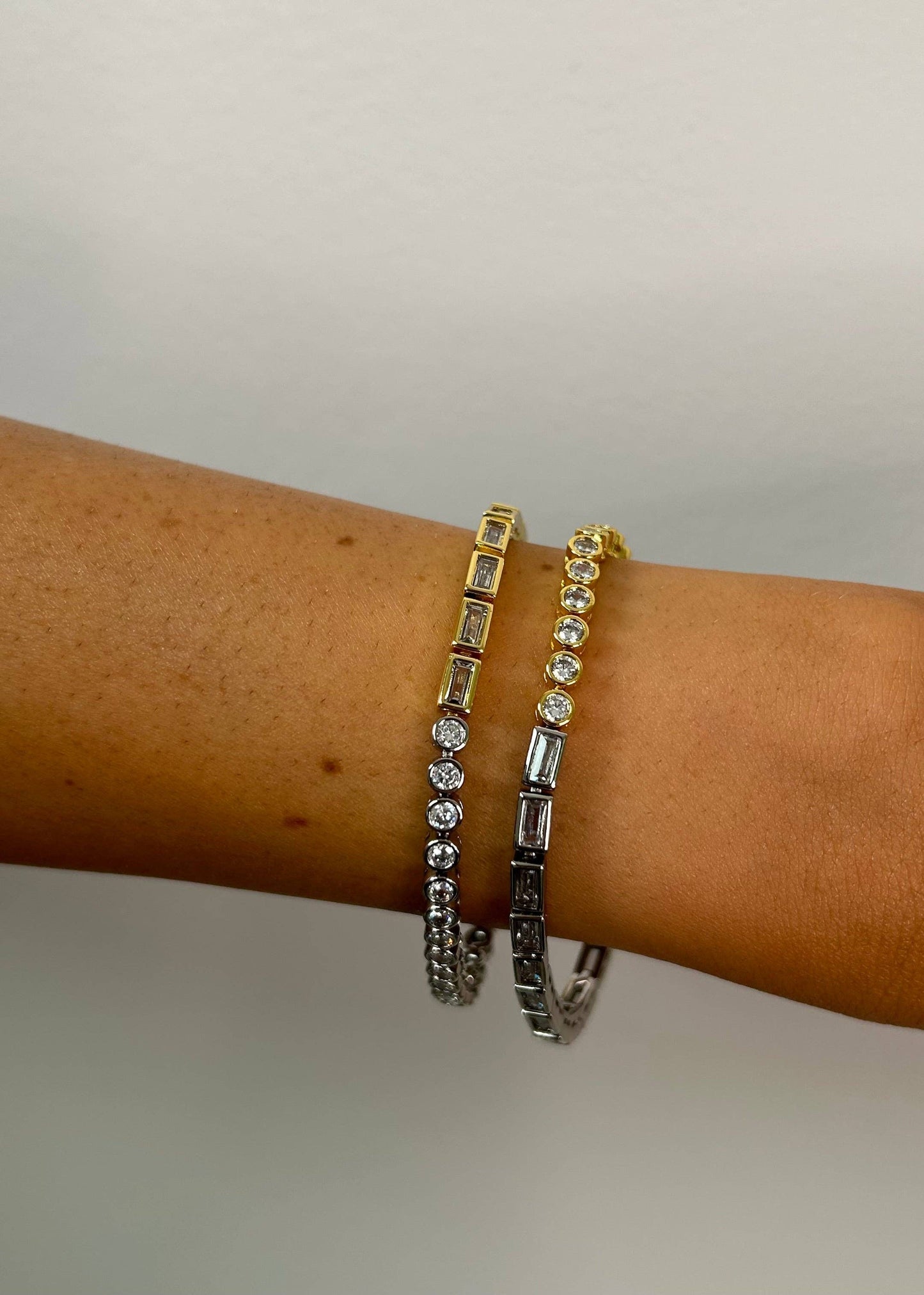 Spencer Two-Tone Bezel Tennis Bracelet