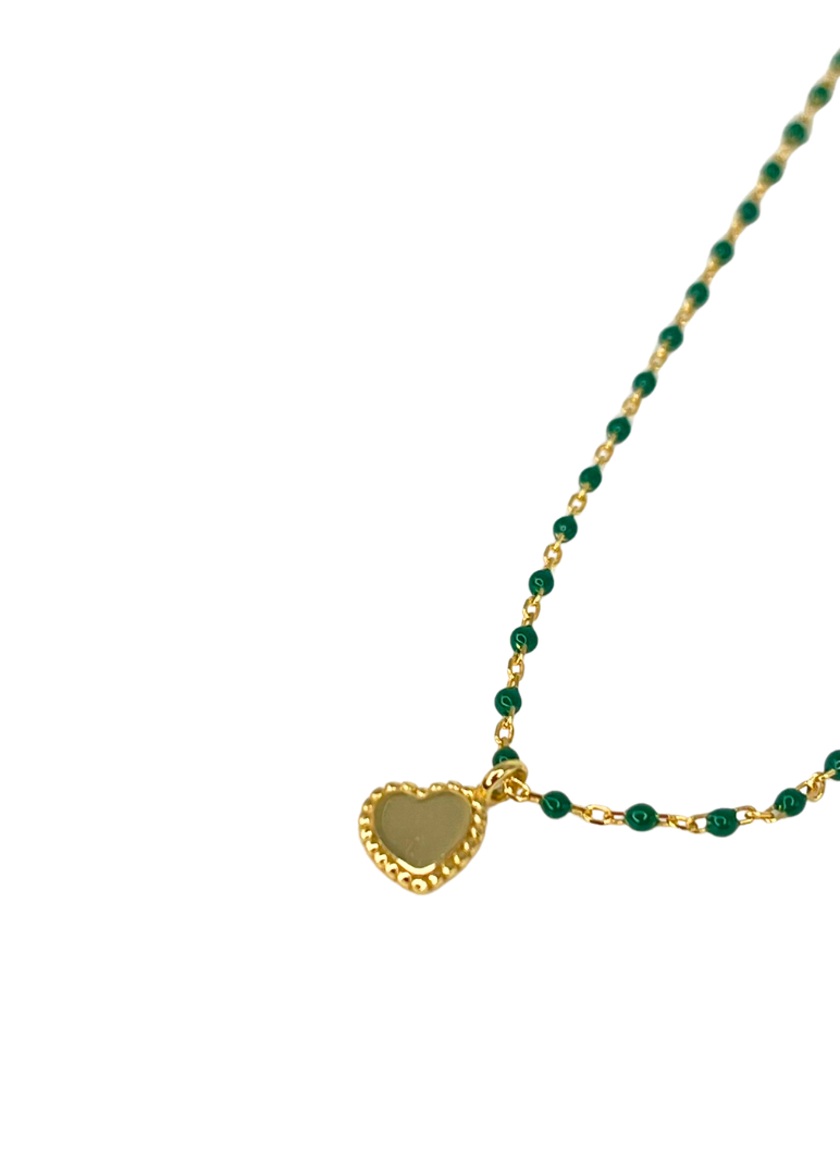 Elsa Mini Heart Necklace Green