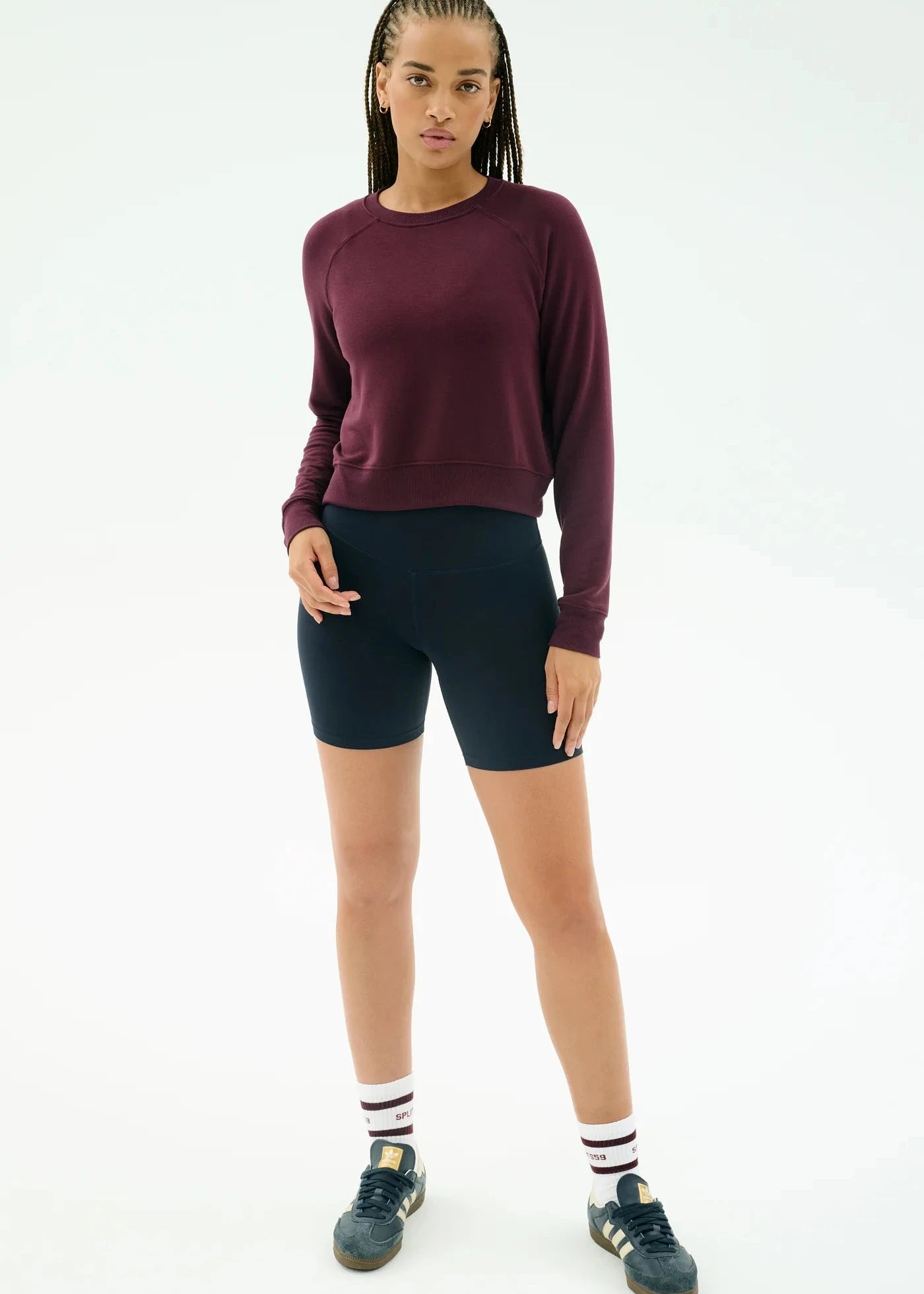 SPLITS59- BROOKS FLEECE LONG SLEEVE SWESTSHIRT DARK CHERRY