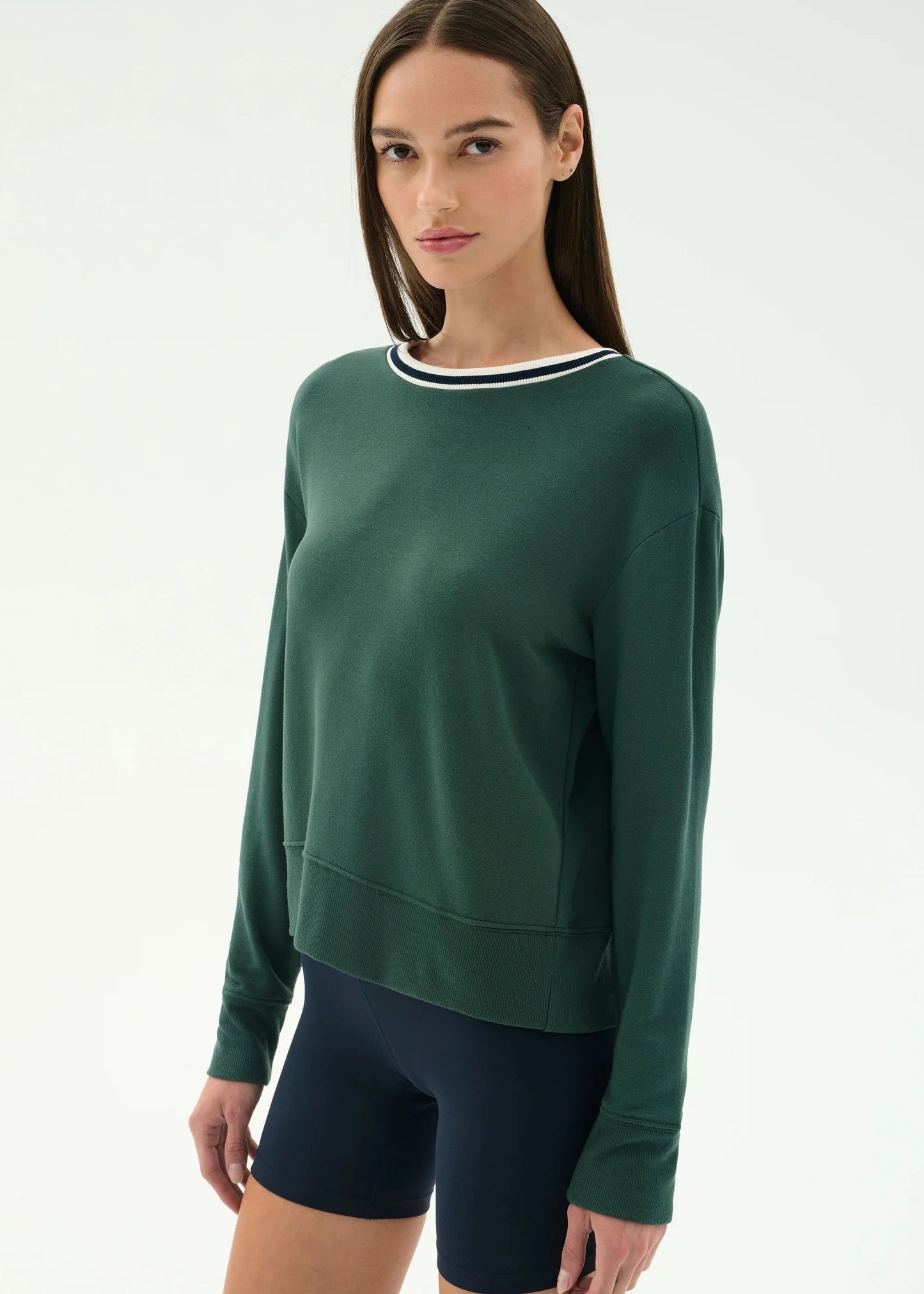 SPLITS59- SONJA FLEECE SWEATSHIRT W/ STRIPE