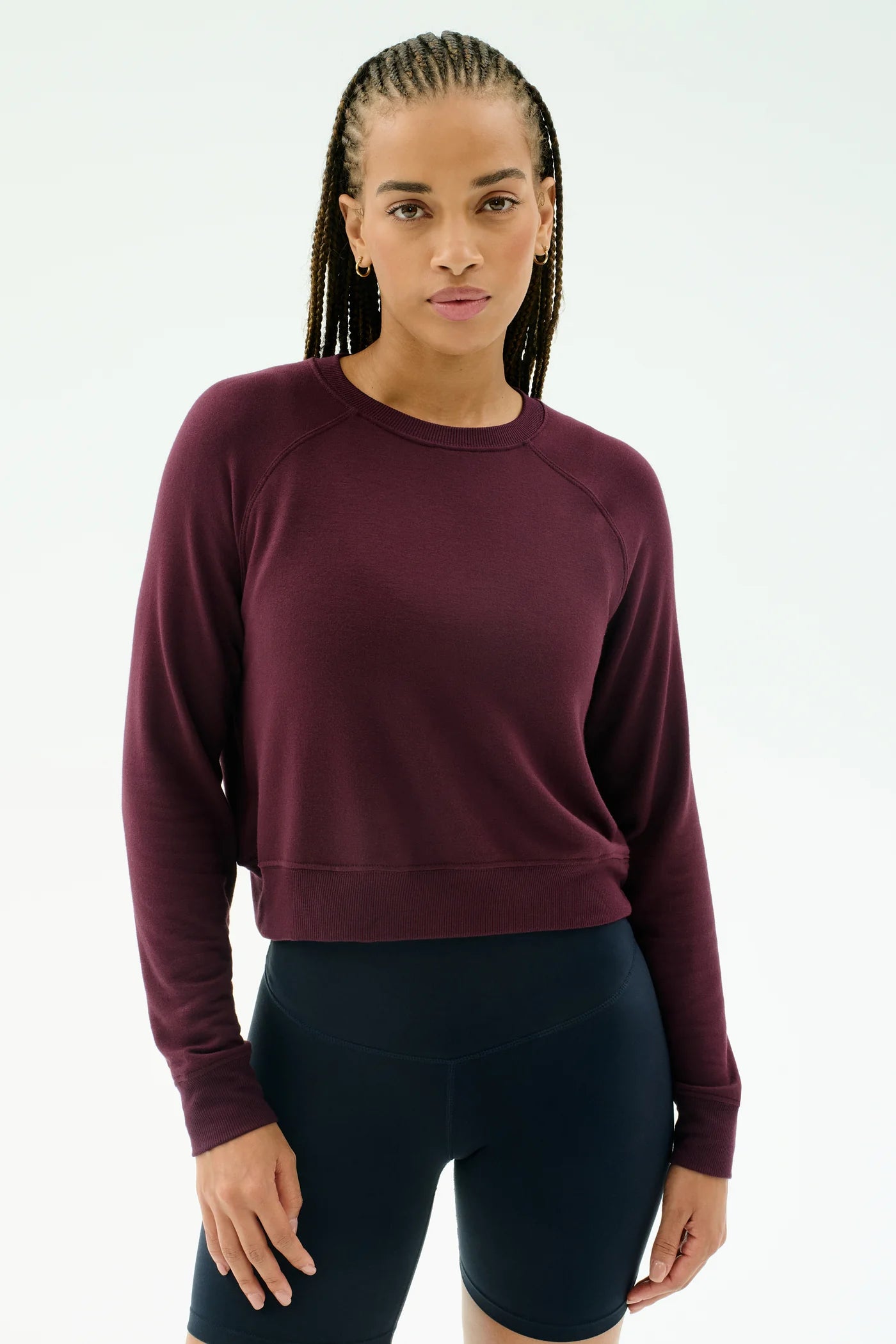 SPLITS59- BROOKS FLEECE LONG SLEEVE SWESTSHIRT DARK CHERRY