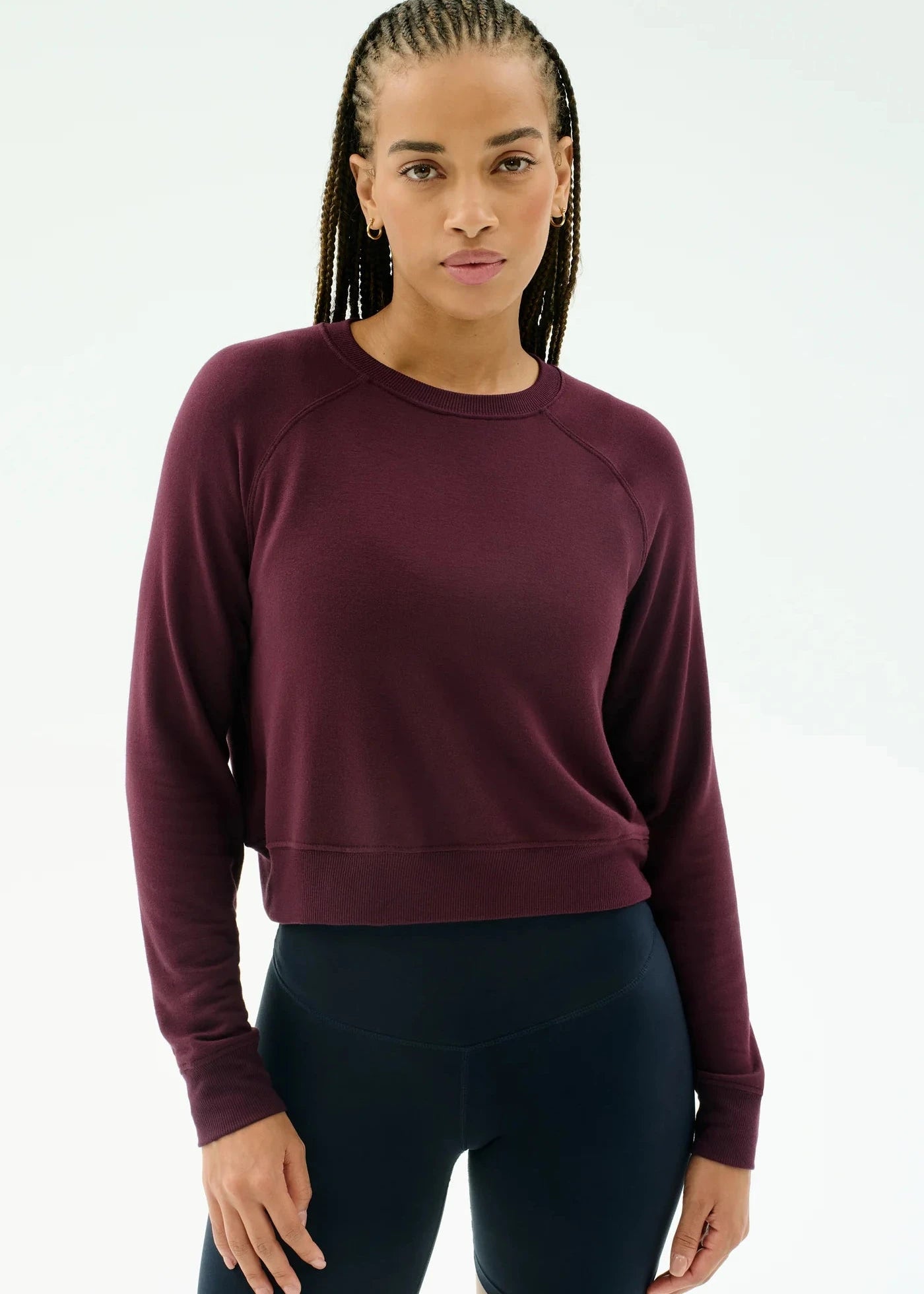 SPLITS59- BROOKS FLEECE LONG SLEEVE SWESTSHIRT DARK CHERRY