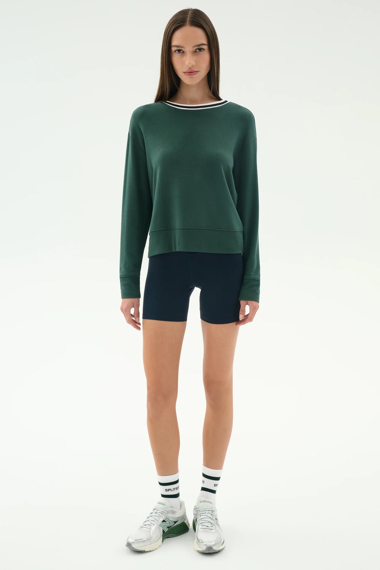 SPLITS59- SONJA FLEECE SWEATSHIRT W/ STRIPE