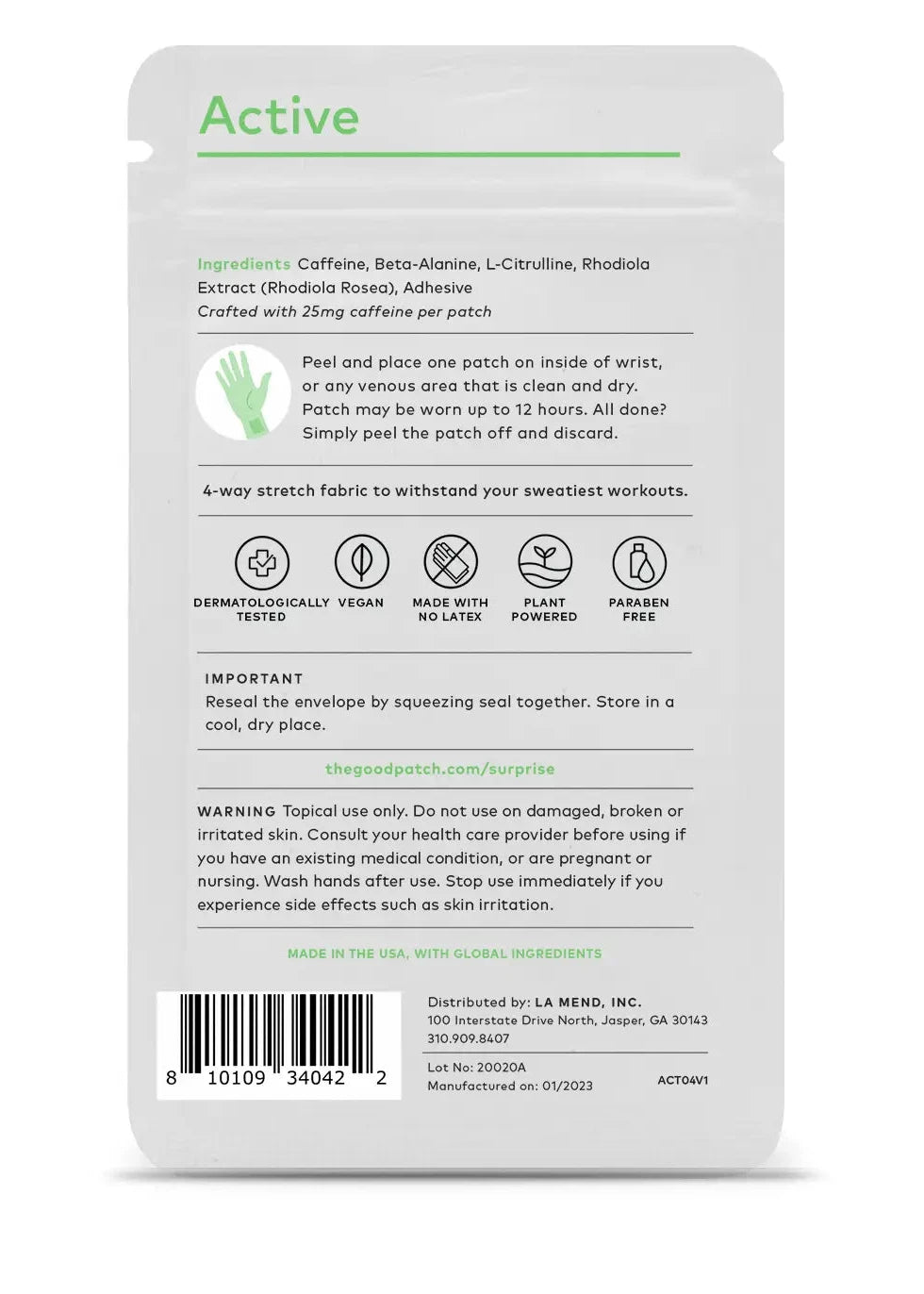 THE GOOD PATCH- ACTIVE PLANT-BASED WELLNESS PATCH