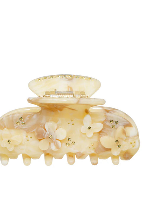 EMI JAY- CHANTILLY CLIP WITH COCOA FLOWERS/BUTTERFLIES