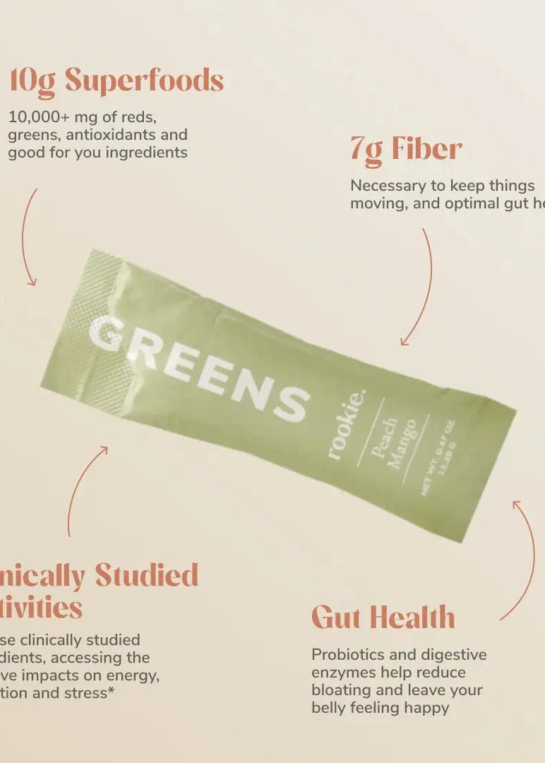 ROOKIE WELLNESS- CRISP APPLE GREENS- PEACH MANGO