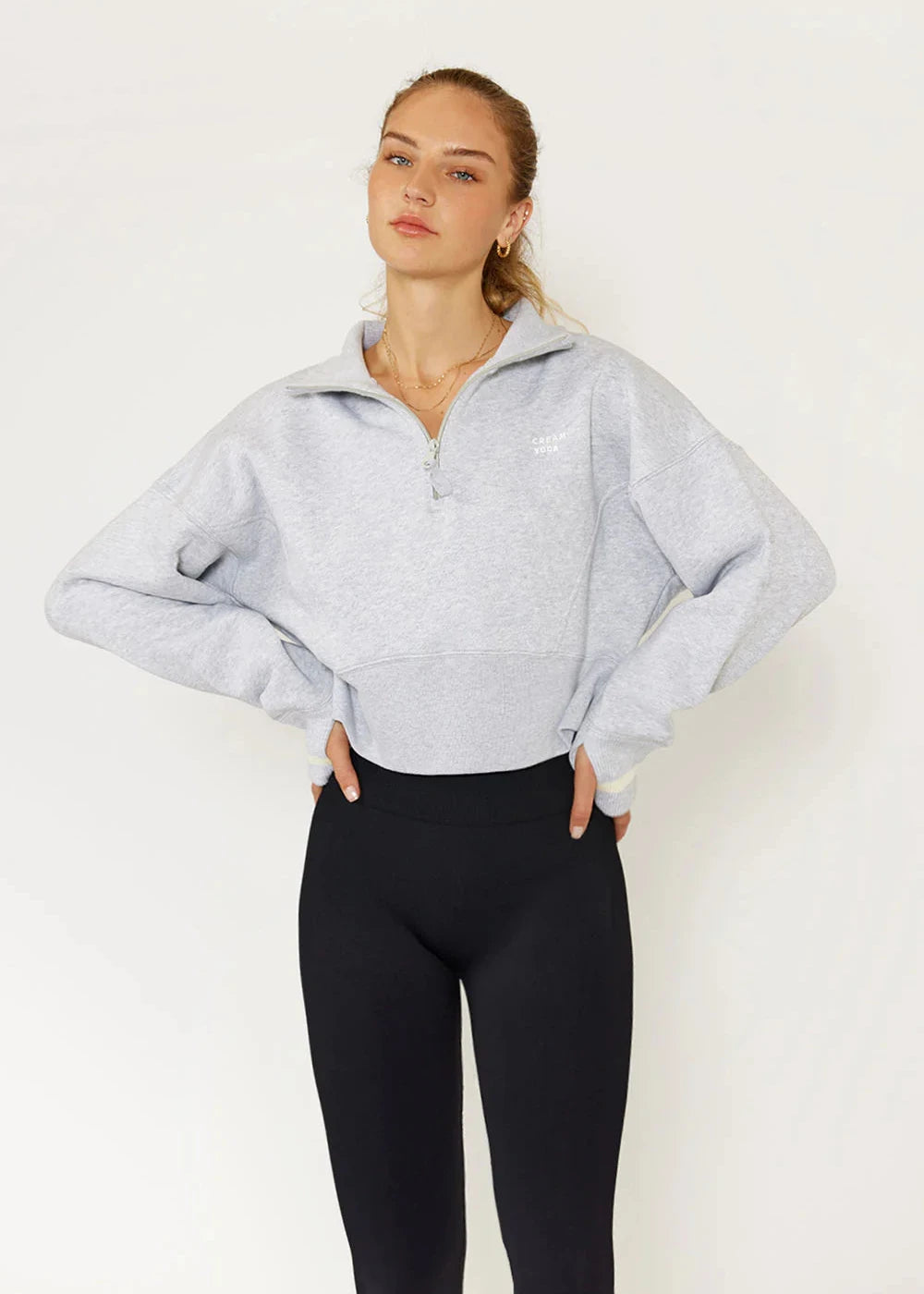 CREAM YOGA- LUNAR HALF ZIP PULLOVER