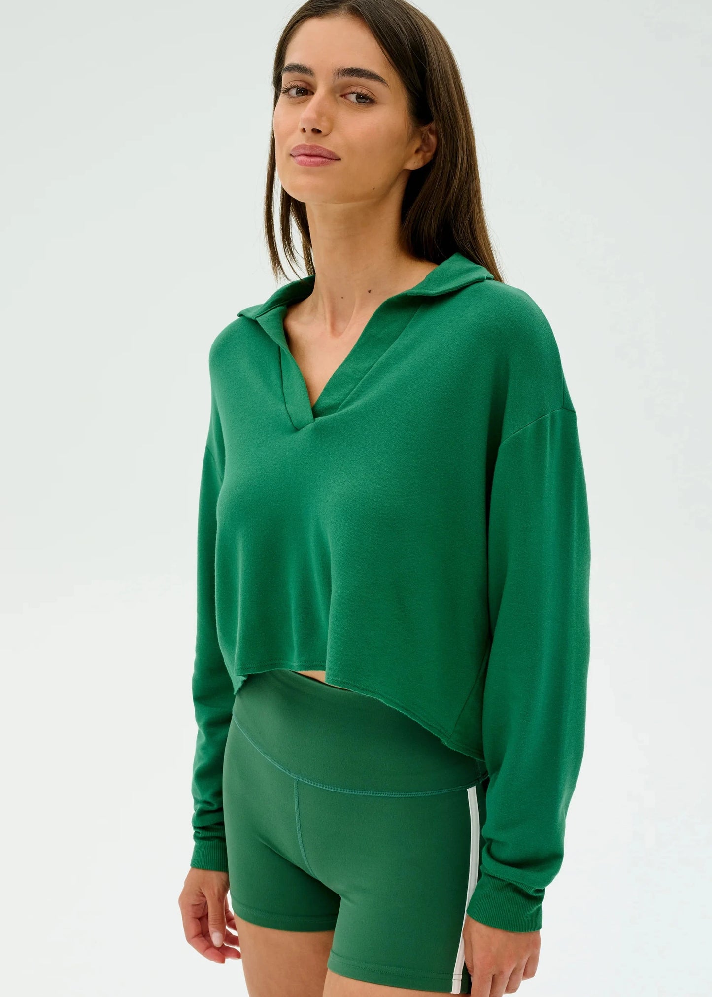 SPLITS59- JOAN FLEECE POLO- ARUGULA