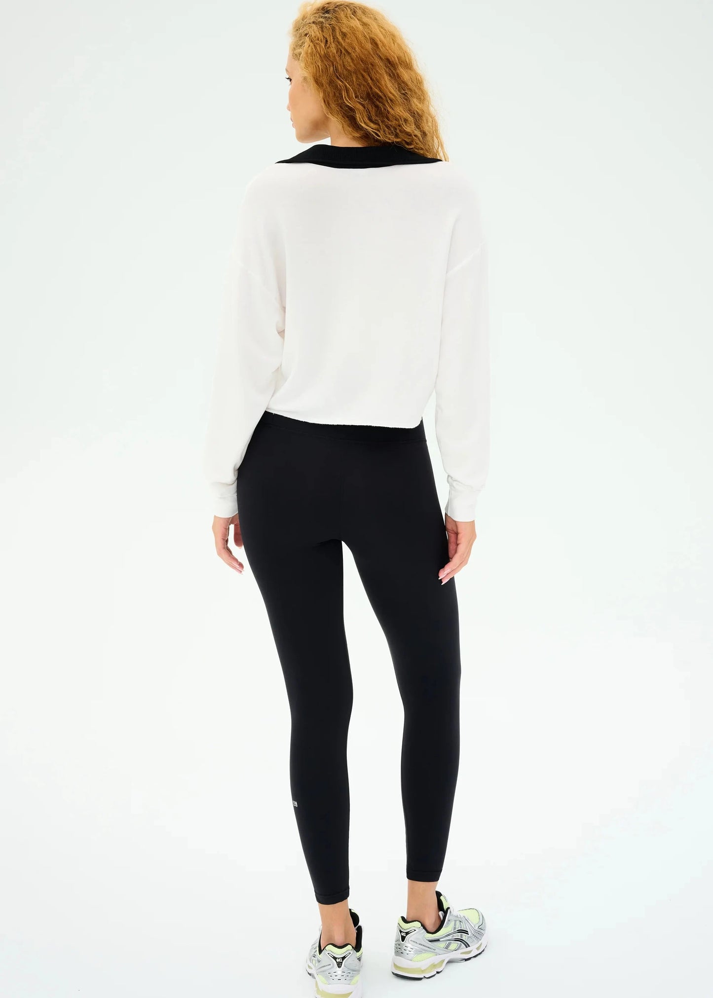 SPLITS59- JOAN FLEECE POLO- WHITE/BLACK