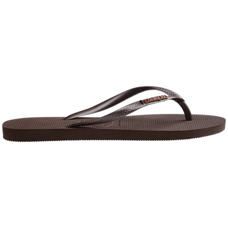 HAVAIANAS- SLIM LOGO METALLIC SANDAL DARK BROWN