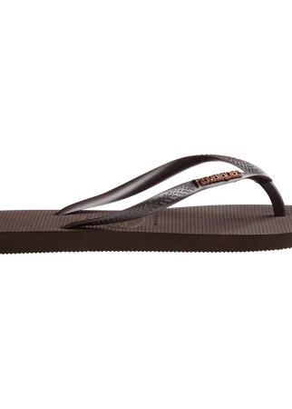 HAVAIANAS- SLIM LOGO METALLIC SANDAL DARK BROWN