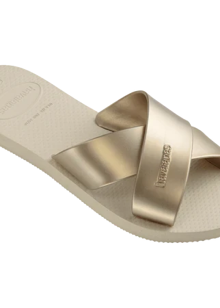HAVAIANAS- AQUA METALLIC SANDAL BEIGE