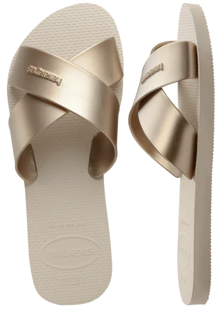 HAVAIANAS- AQUA METALLIC SANDAL BEIGE