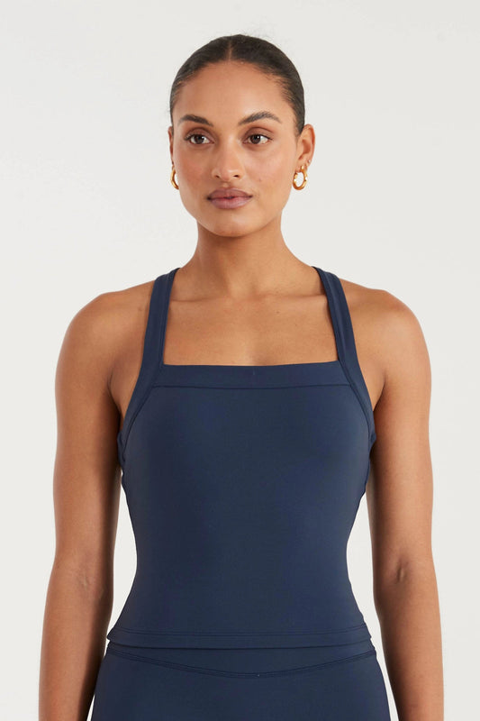 ALL FENIX- CLOUDCORE SQUARE NECK TANK NAVY