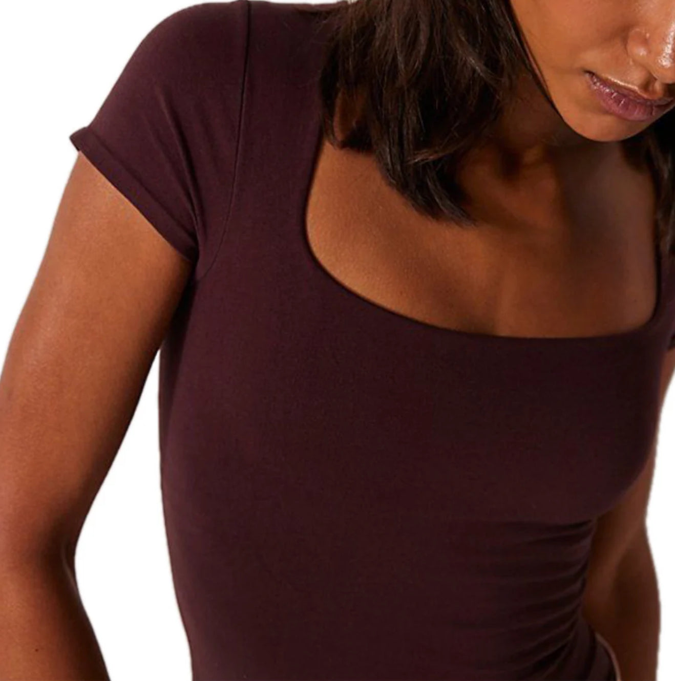 FREE PEOPLE- CLEAN LINES BABY TEE- FRENCH CHOCOLATE
