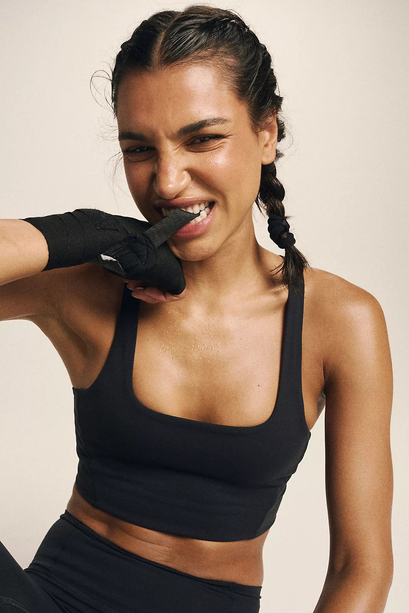 FREE PEOPLE- NEVER BETTER SQ NECK BRA- BLACK
