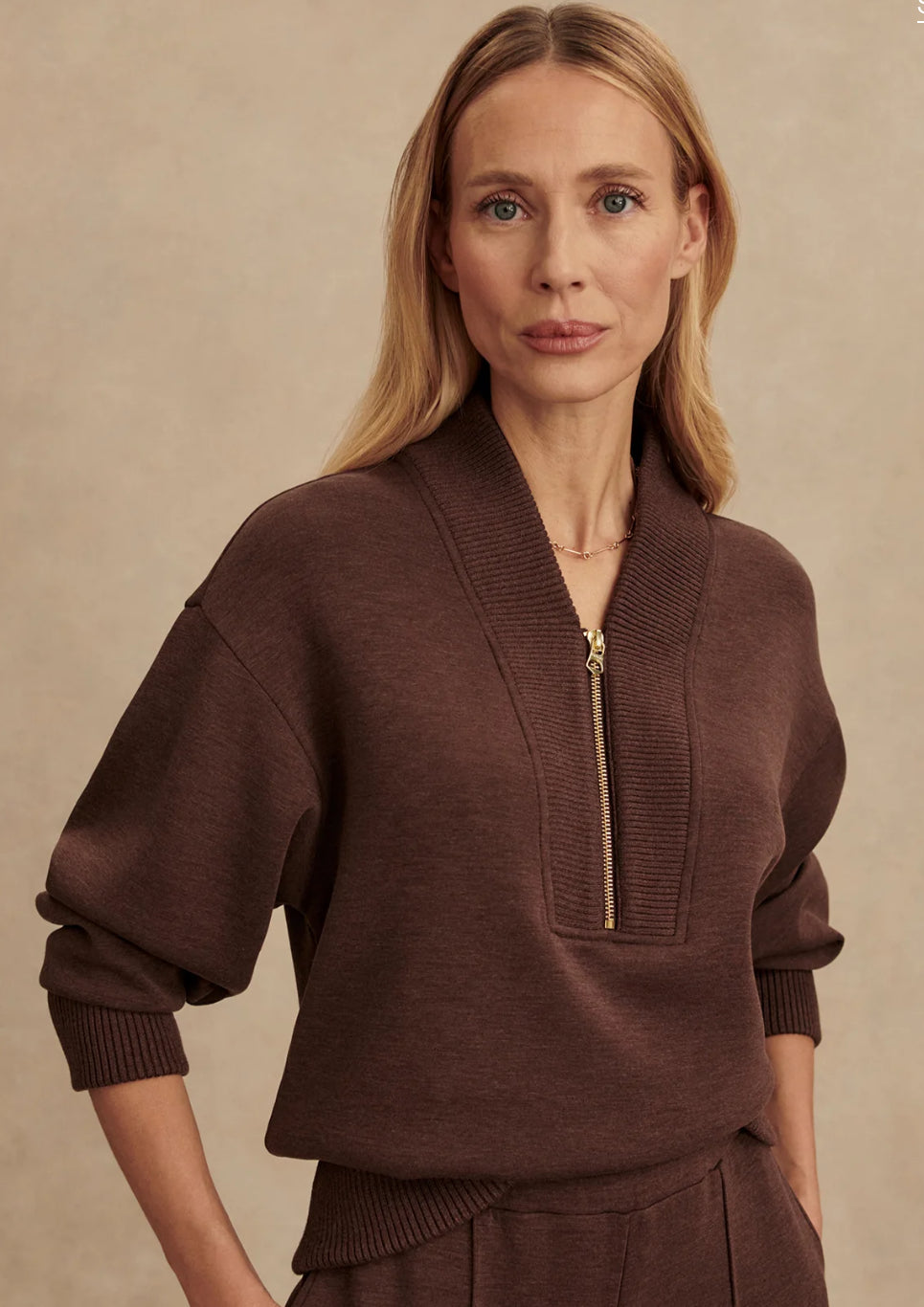 VARLEY- SALLY HALF ZIP COFFEE BEAN