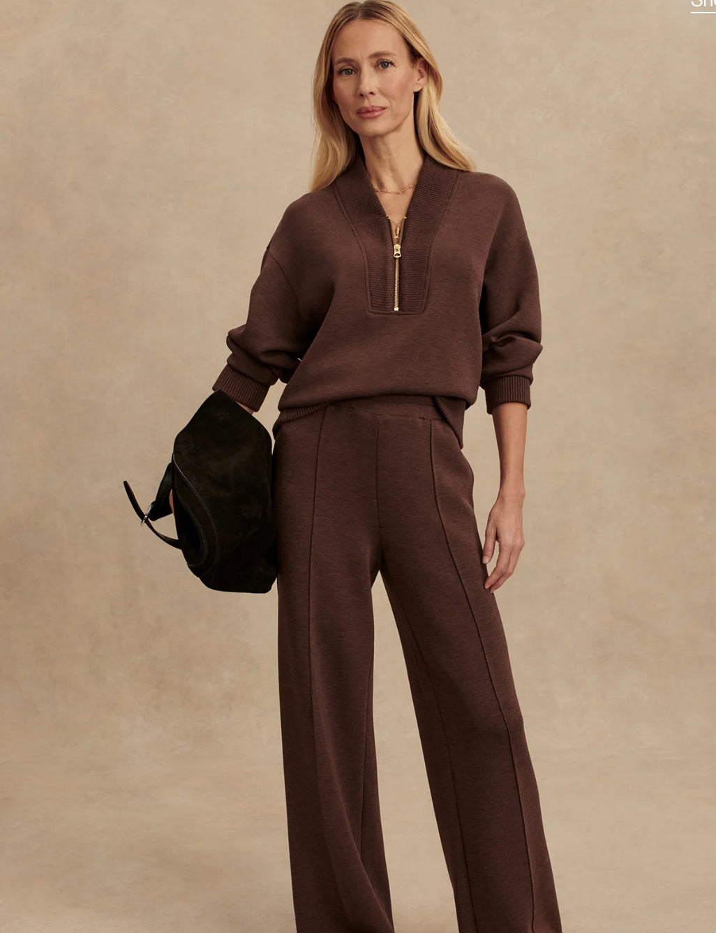 VARLEY- SALLY HALF ZIP COFFEE BEAN