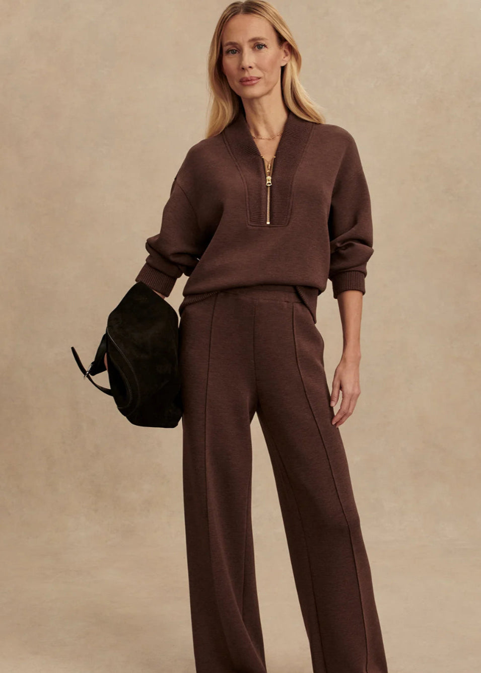 VARLEY- SALLY HALF ZIP COFFEE BEAN