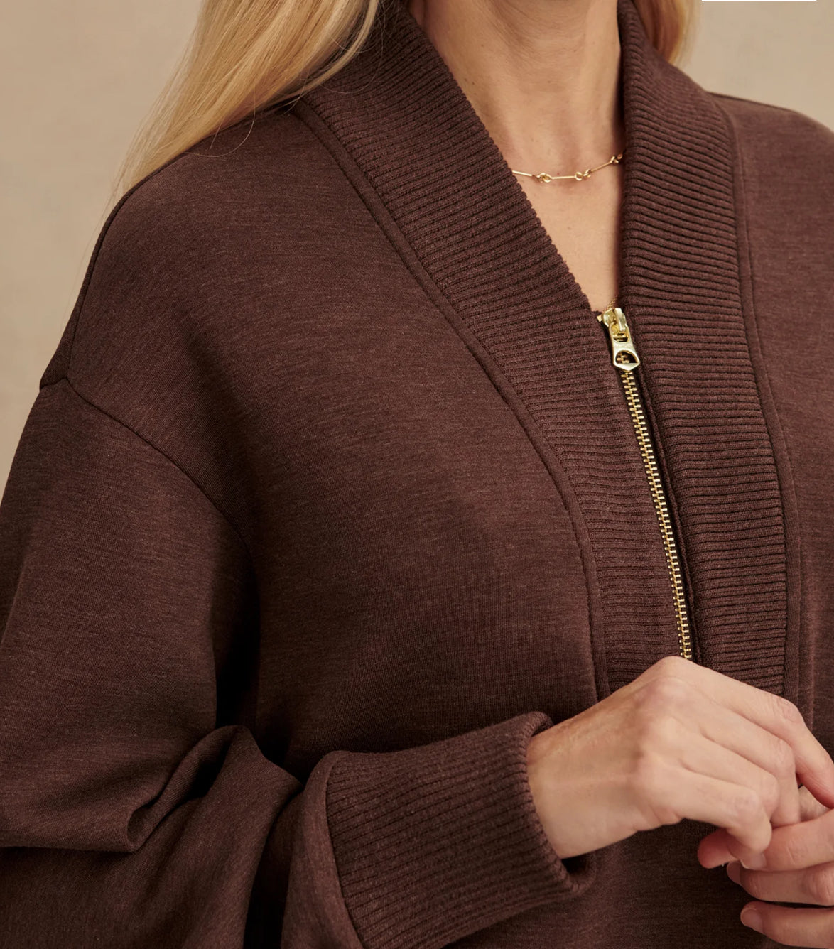 VARLEY- SALLY HALF ZIP COFFEE BEAN