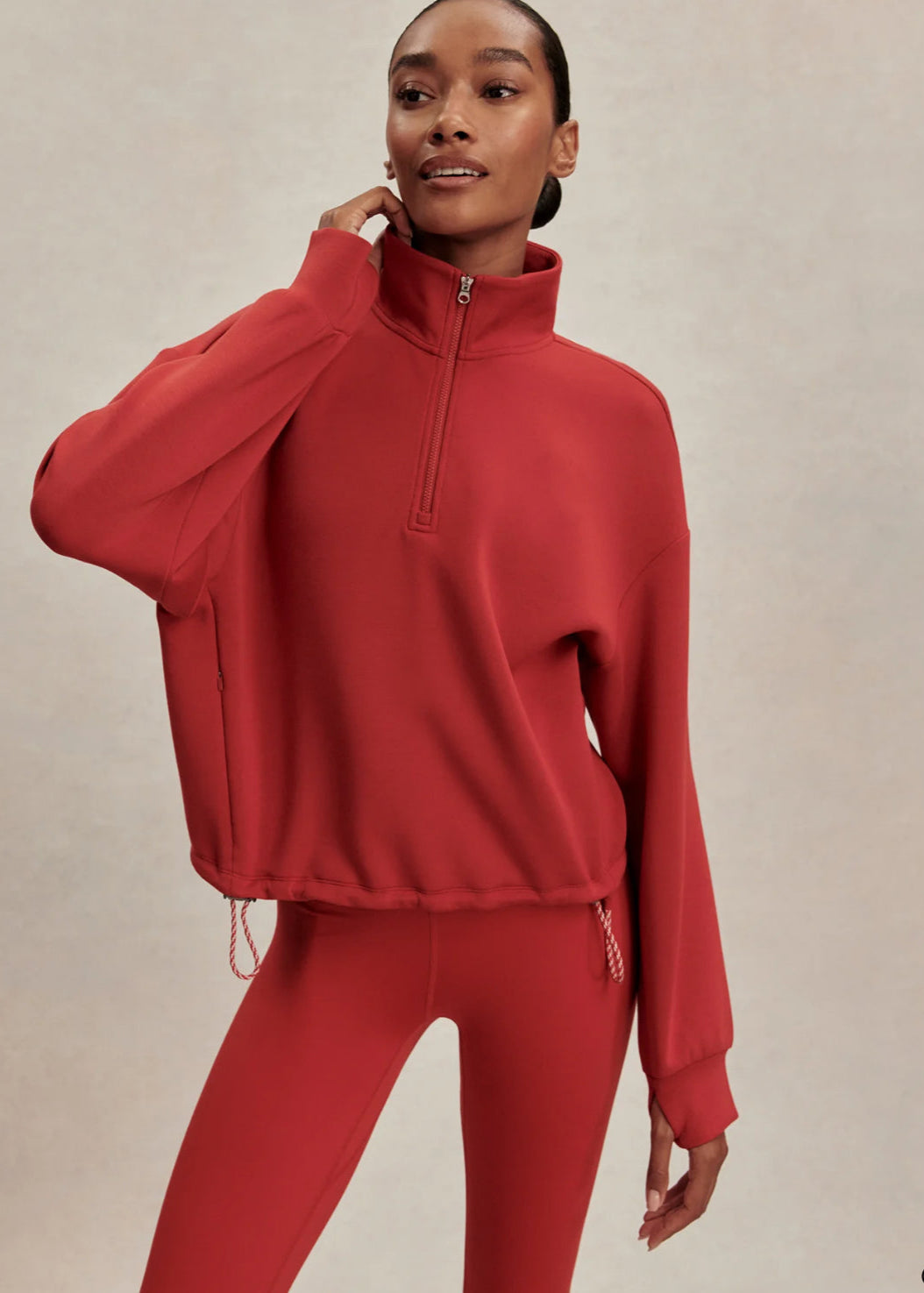 VARLEY- SIAN CROPPED HALF ZIP LAVA FALLS