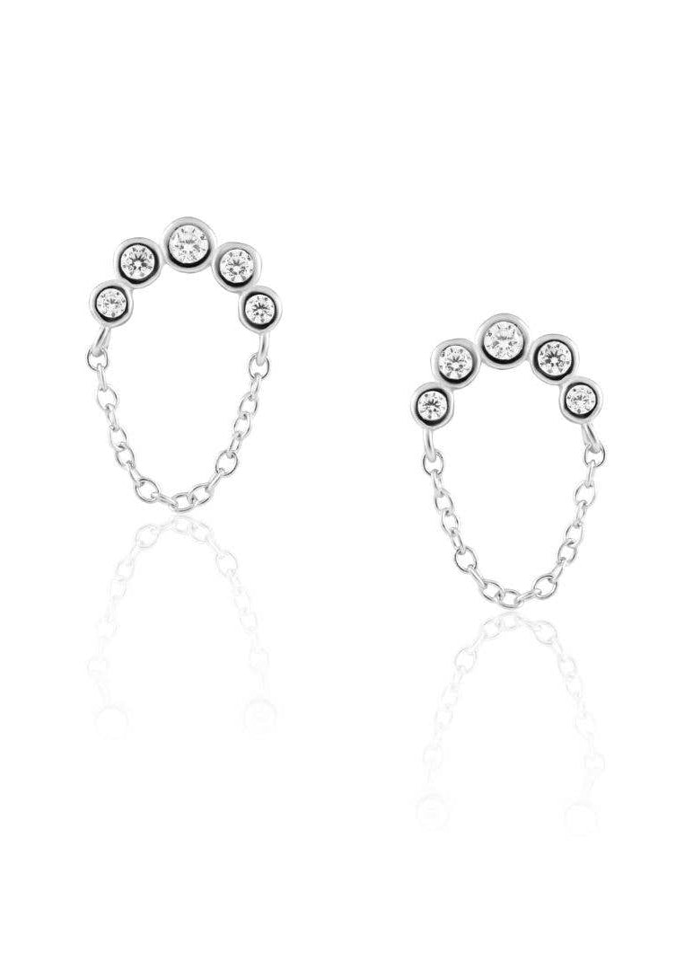 Crescent Chain CZ Studs