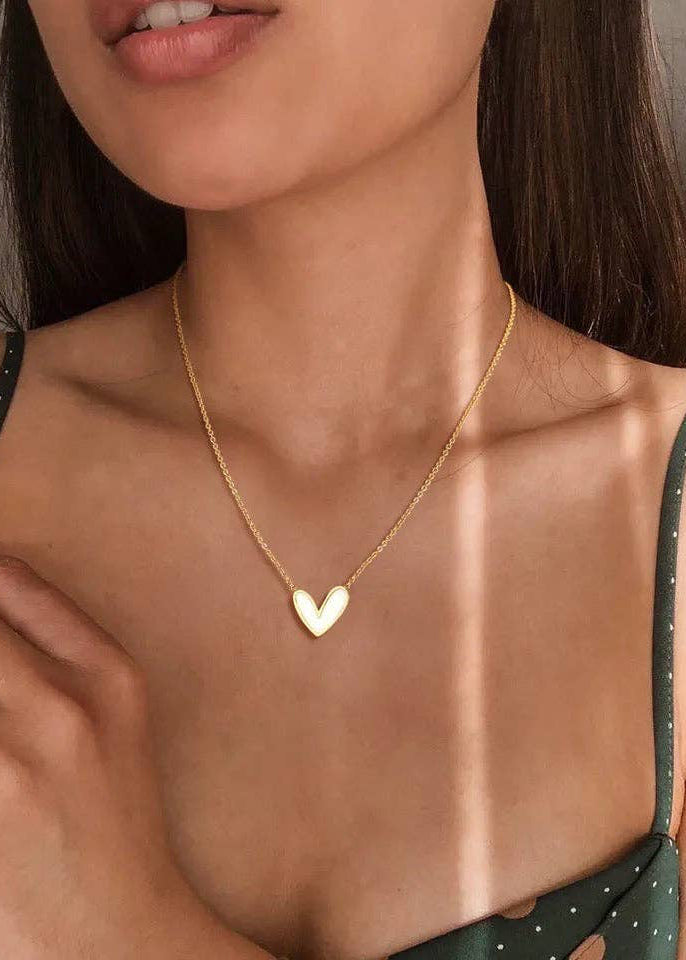 Abigail Mother Of Pearl Heart Necklace