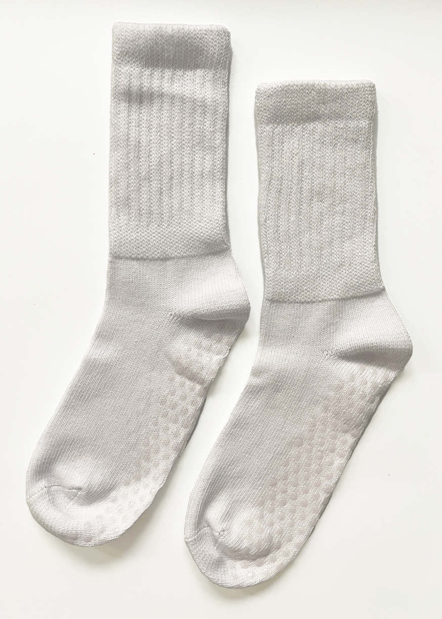Slouchy grip socks - White