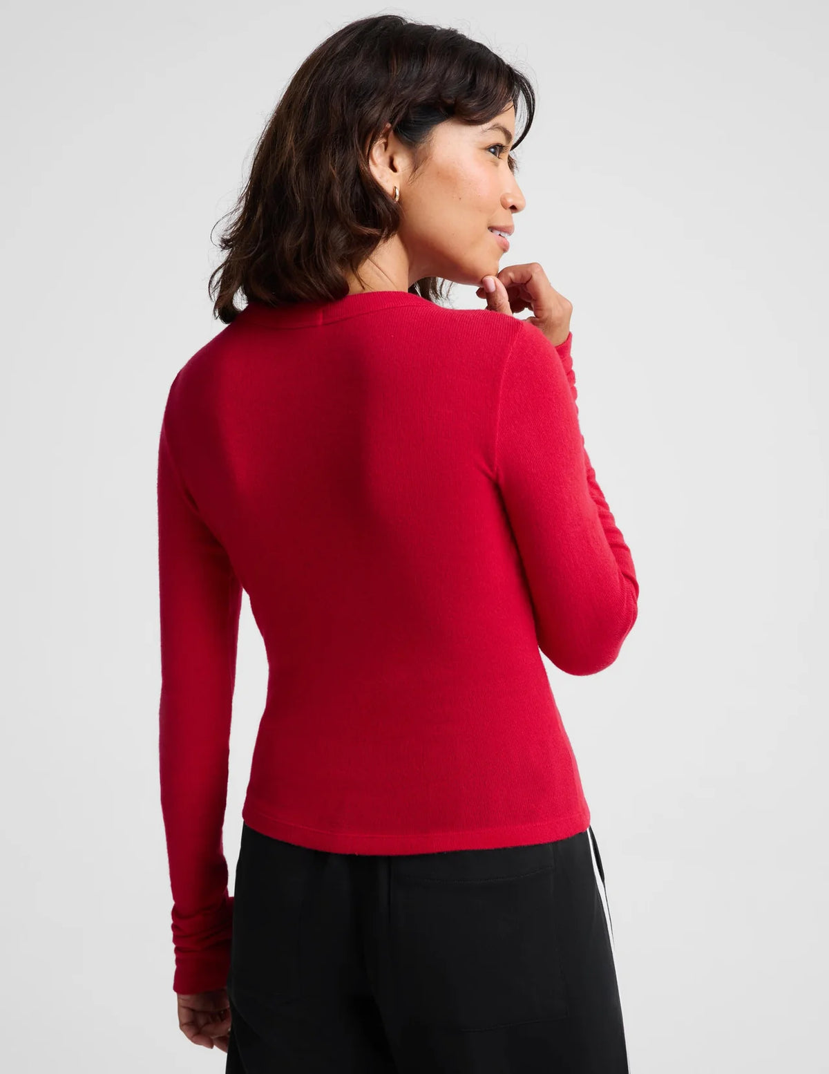 BEYOND YOGA- LUXELAYER FITTED CARDIGAN SCARLET RED