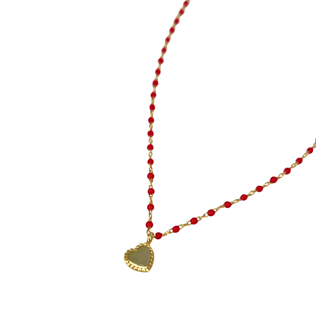 Elsa Mini Heart Necklace Red