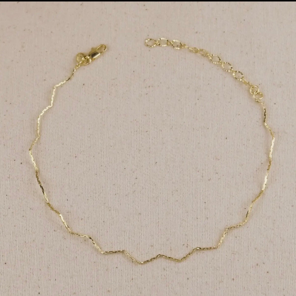 18K GOLD FILLED ZIG ZAG ANKLET 11 INCHES