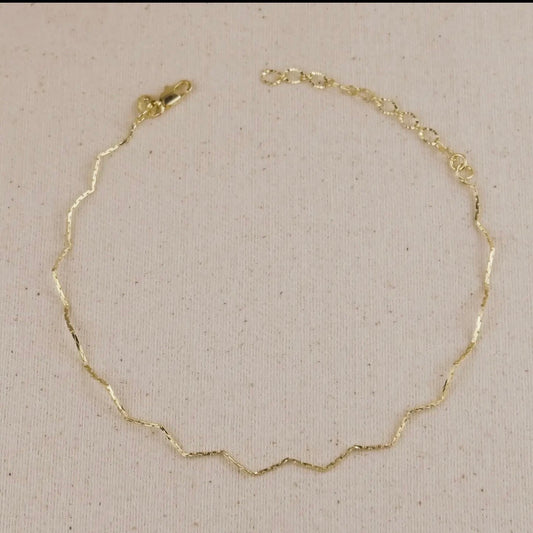 18K GOLD FILLED ZIG ZAG ANKLET 11 INCHES
