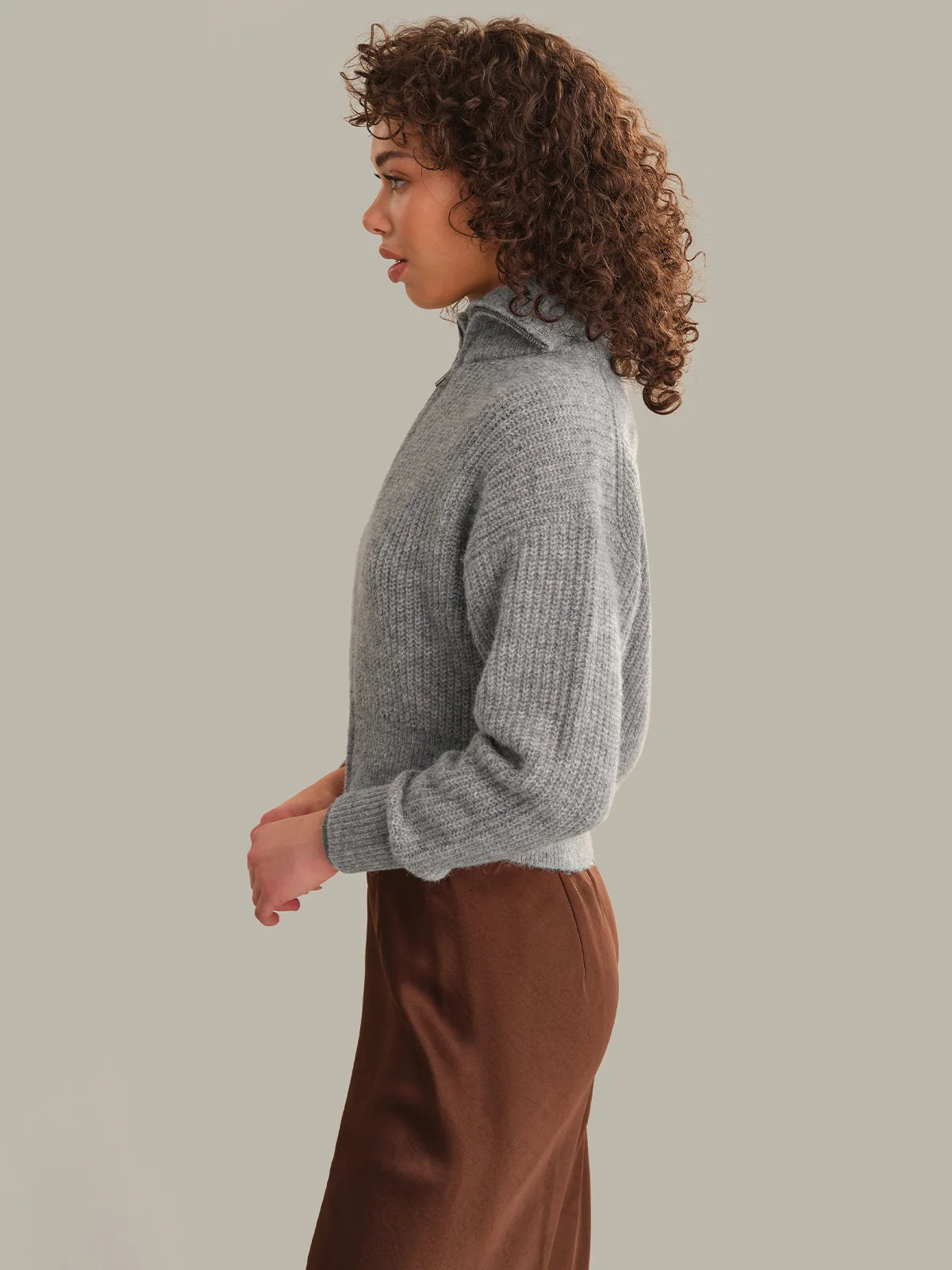 525- WESLEY CROPPED FUZZY ZIP JACKET HEATHER GRAY